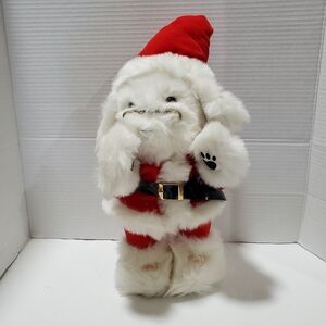 Vintage 80s 1987 Applause Stuffed Holiday Christmas Dog Santa Paws Plush 12"